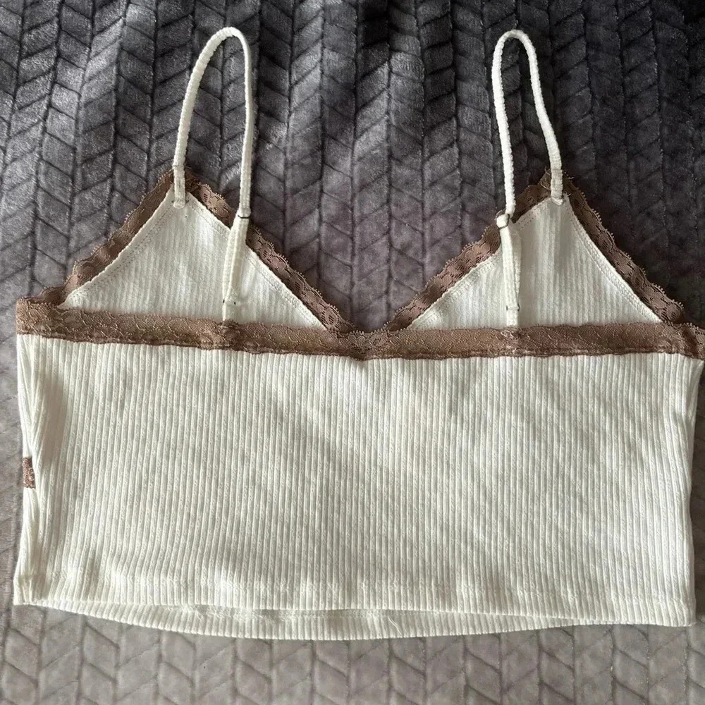 Aeropostale women tank top cream lace trim size XL NWT adjustable Straps summer - Picture 3 of 4